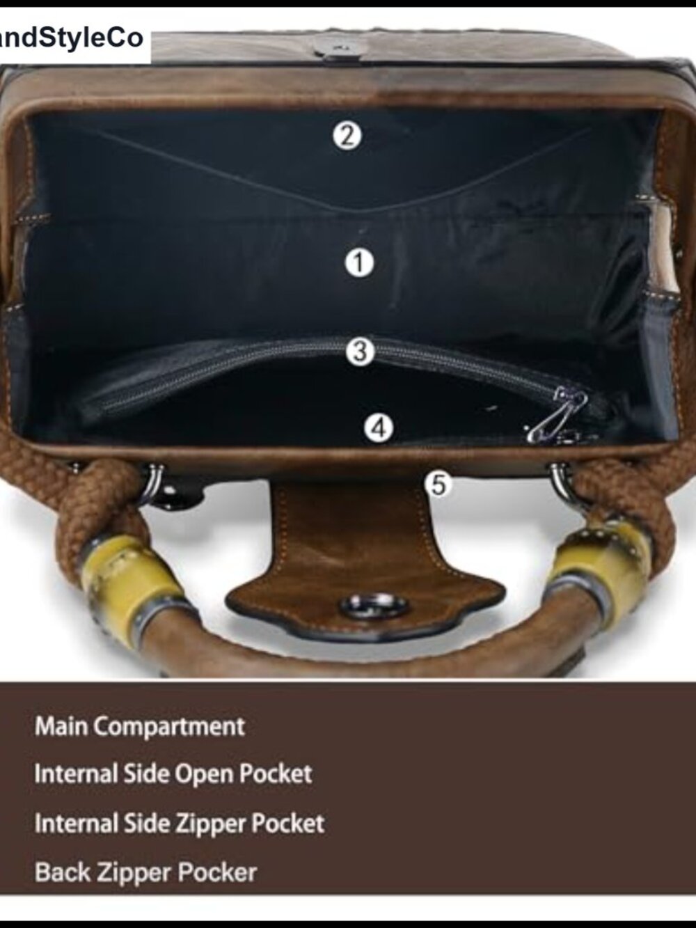 Vegan Leather Satchel Crossbody Bag Embossed Top Handle Medium Tote - Picture 4 of 6